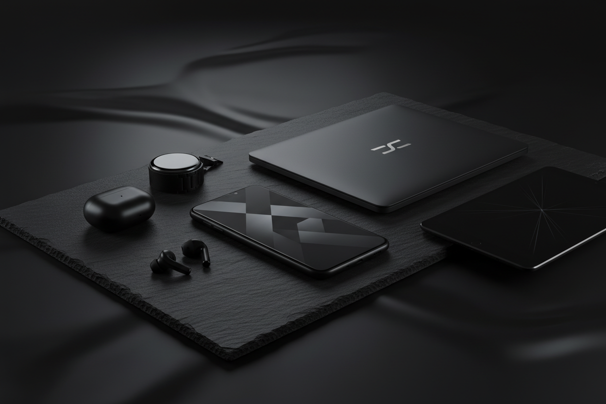 A black coloured picture of gadgets